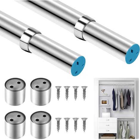 Lot de 2 Tube de Tringle de Penderie en Acier Inoxydable (1/5)