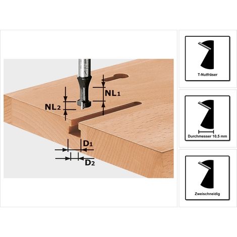 491035 Festool Fresa per scanalature a T HW S8 D10,5/NL13 (1/5)