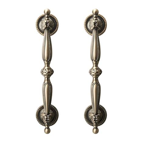 Set mit 2 Schrankgriffen in Champagnergold/Kupfer – Schrankgriffe im Antikmessing-Stil – Griffe für Falttüren – Vintage-Schubladengriffe (1/5)