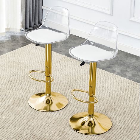 Chaise de bar réglable lot de 2, dossier transparent OKMYHOME (1/5)