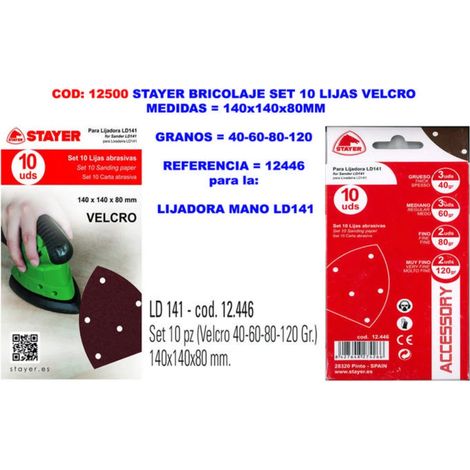Stayer - Settembre 10 lijas 140x140x80mm - 40-60-80-120 ld 141 gr / set 10 sandpapers / set 10 papiers de verre settembre 10 lijas 140x140x80mm - gr40-60-80-120 ld 141 / set di 10 carte abrasive / s