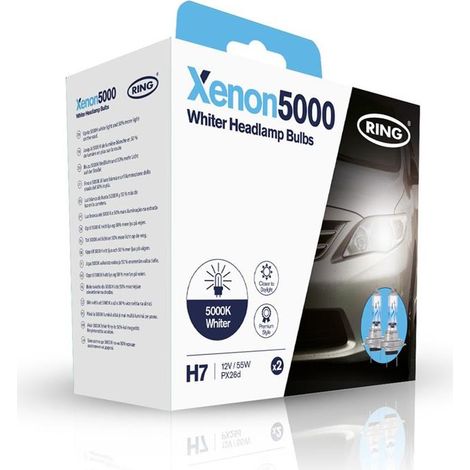 2 AMPOULES H7 12V 55W XENON5000 HAUTE PERF (BLISTER) RING