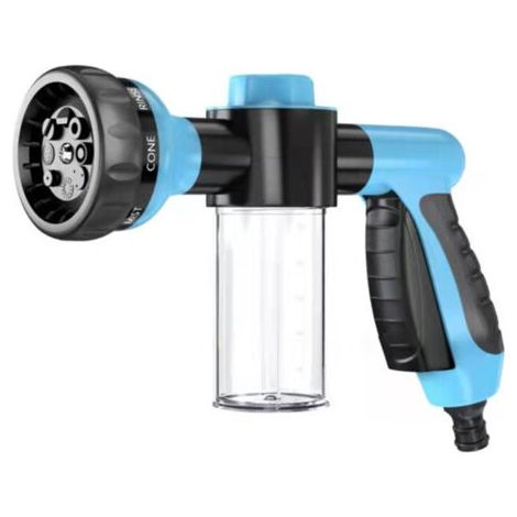 Pistolet de Lavage Haute Pression avec Réservoir à Mousse - 8 Fonctions, Bleu-lsw (1/3)
