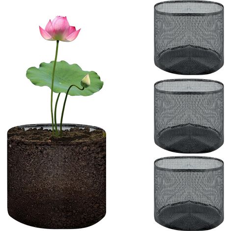 Lot de 4 grands sacs de plantation hydroponiques réutilisables en maille hydroponique pour étang 18 cm de hauteur x 18 cm de diamètre (rond) (1/5)