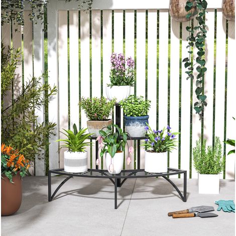 Support plantes 3 niveaux métal noir 87x60x60 HAVRYA (1/5)