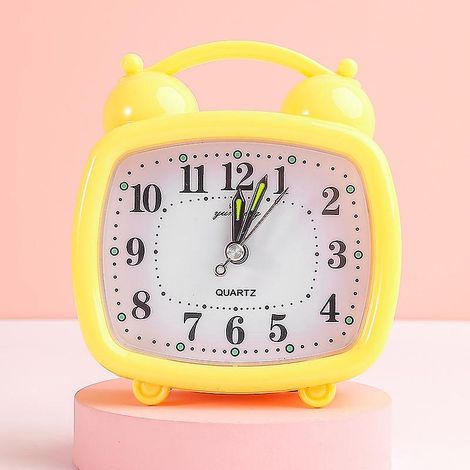 jaune Rveil Analogique,rveil De Voyage Silencieux Sans Tic-tac Avec Lumire Et Fonction De Rptition Rveil Portable  Piles Pour Chambre  Coucher,tab