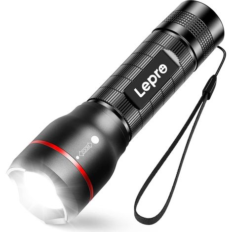 Lampe Torche 300lm Zoomable 5 Modes D’éclairage Jusqu'à 150m, boîtier alu costaud, étanche IPX4, longue autonomie,compatible AAA/18650. Idéal camping, rando, urgence (1/5)