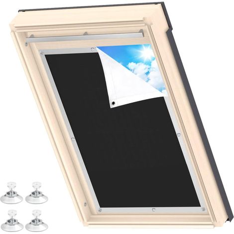 Store Occultant sans Perçage 96 x 93cm, 100% Opaque, Rideaux avec Ventouse, Thermique, pour fenêtre de Toit, Protection Solaire, Noir (1/5)