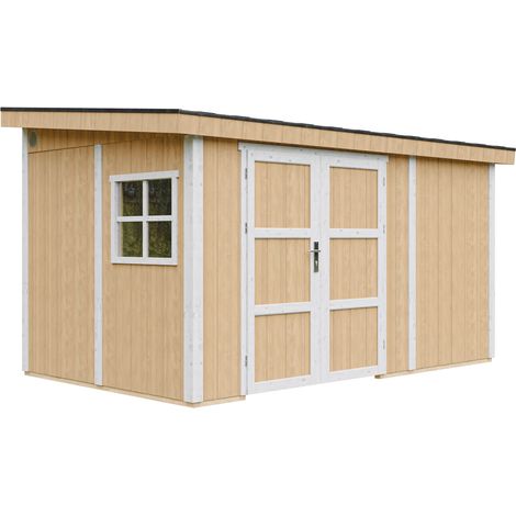 Casa de jardín de primera calidad 8,68 m² - H231x248x412 cm - Construcción de paneles LP Smartside - Sin suelo ni pared lateral - Timbela M939B-HARVEST HONEY