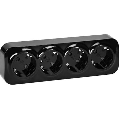 Bloc Prise Murale 4 x 2P+T Schuko 16A / 230VAC IP20 Version Allemande Prise en Saillie pour Montage Mural en Interieur Prises électriques Standard Murales avec Finition (1/5)