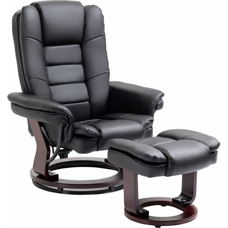 HOMCOM Set Poltrona Relax Reclinabile Girevole a 360° e Pouf Poggiapiedi (1/5)