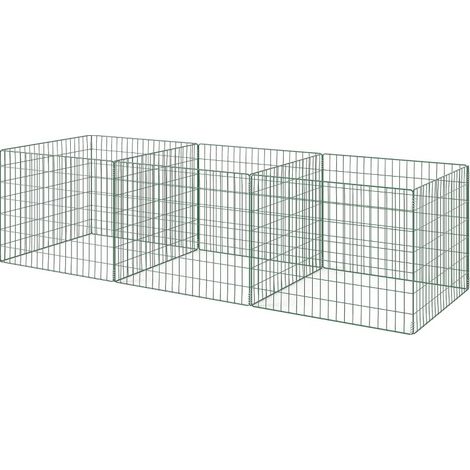Composteur de jardin 1680 L, 3 compartiments, en acier résistant aux intempéries, montage rectangulaire ou en L, 270 x 90 x 70 cm, vert - CHICFURN (1/5)
