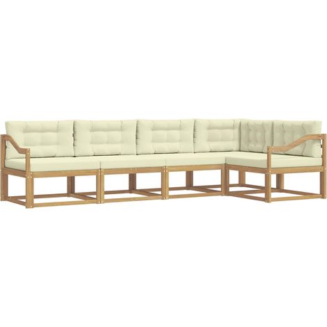 Outdoor Sofa Set with Cushion 4 pcs White and Cream Polyester vidaXL (1/5)