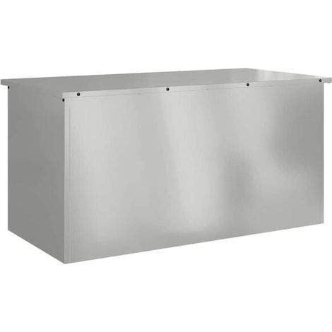 Coffre de rangement extérieur argenté, 100 x 50,5 x 50 cm, acier. (1/5)