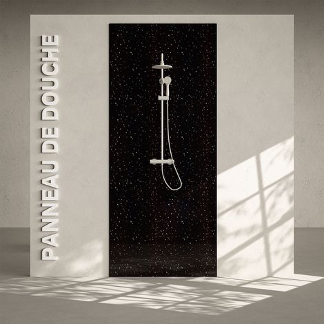 Panneau Douche PVC Terrazzo Noir - L. 240 x l. 100 x ép. 1 cm