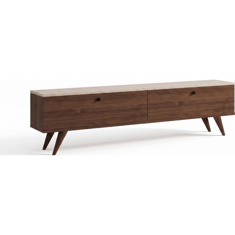 Mobile TV in legno "Paris" - 160 x 25 x 40 cm - Noce / Travertino (1/4)