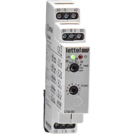 LETTEL - Minuterie éléctronique - 10 fonctions 3 relais inverseurs 8A - 1 module - CTM-M3R
