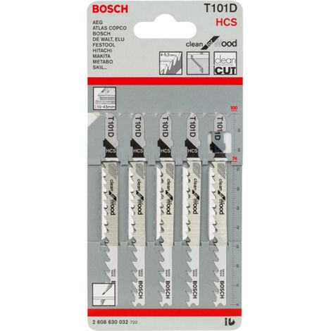 BOSCH T101D (pkt of 5) Clean for wood 100mm