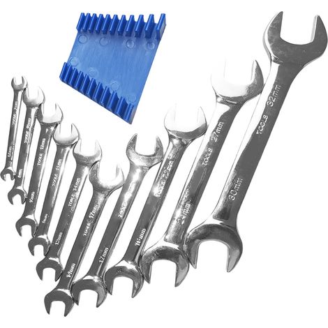 Jeu de 10 clés plates en acier au carbone à double tête pour la réparation automobile et l'entretien de la maison (5,5-32 mm). (1/4)