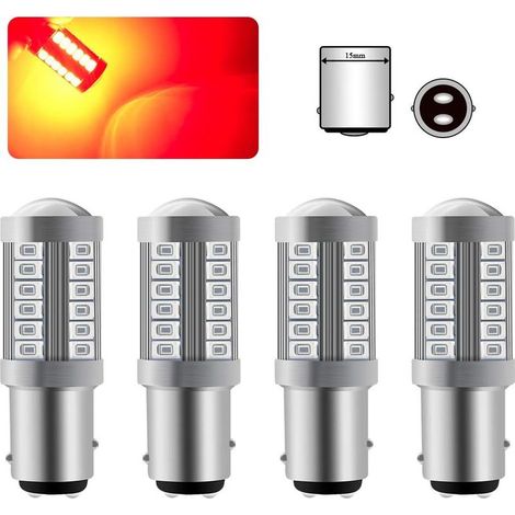 4 bombillas LED 1157 BAY15D, rojo superbrillante 6000K, 5630 33 SMD, bombilla de luz de freno Canbus, 12V (1/5)