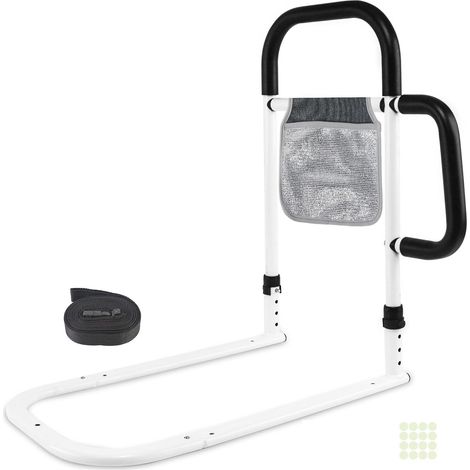 Barriere de lit Adulte Anti Chute, Rail de lit de Sécurité pour Personnes âgées, Barriere lit Adulte Réglable en Hauteur, avec Sac de Rangement et Autocollant Fluorescent, Noir (1/5)