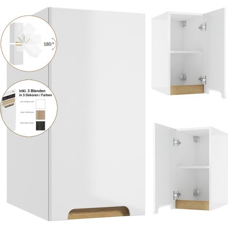 Badezimmer Unterschrank Hängeschrank drehbar um 180° SOFIA-107 in weiß, Hochglanz lackiert, B/H/T: 30/60/45 cm (1/5)