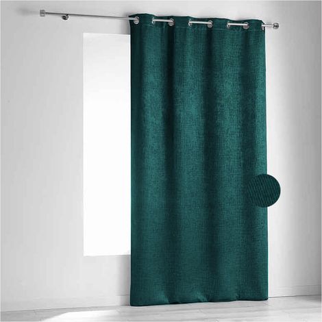 Rideau ignifugé non feu M1 en velours fiore Bleu Canard 240x260 cm (1/2)