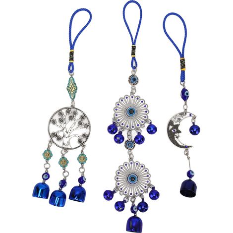 3-teiliges Glücksbringer-Set: Amulett in Form eines blauen Mondes und einer Sonnenblume, zieht Reichtum an, als Dekoration für den Auto-Rückspiegel oder das Büro. (1/5)