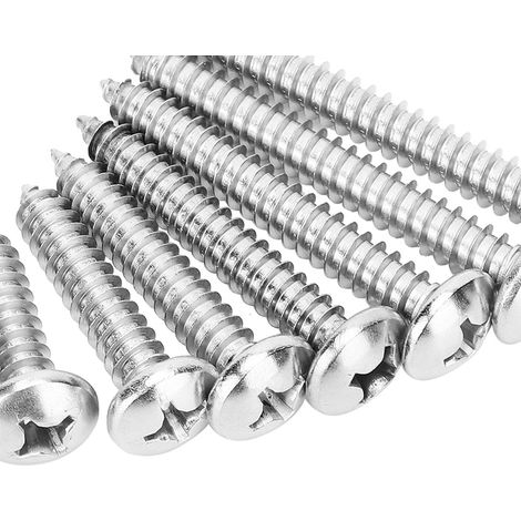Kit de 45 vis autotaraudeuses Phillips M6 en acier inoxydable 304 de différentes longueurs (1/5)