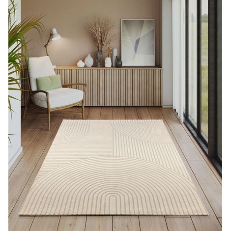 Everest tapis salon chambre court poil doux beige, 200 x 290 cm