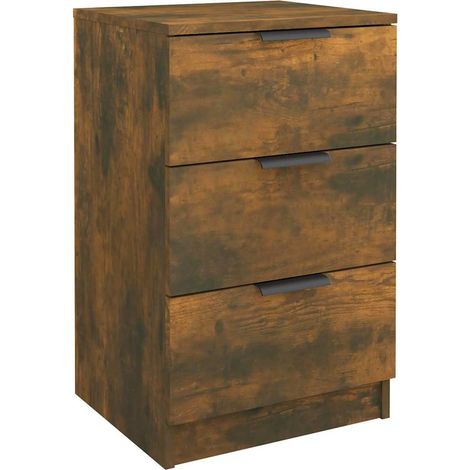 Maison Exclusive - Mesita de noche color roble ahumado 40x36x65 c (1/5)