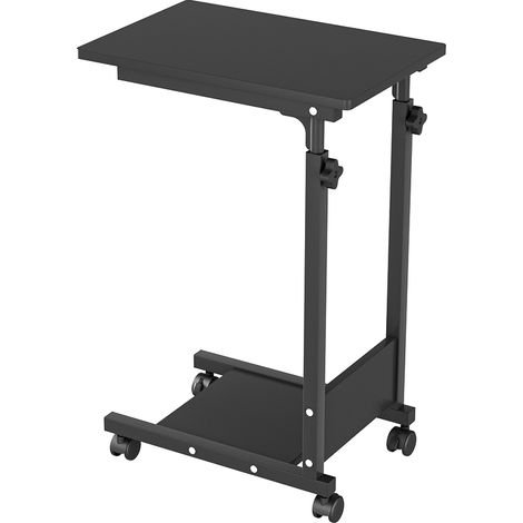 Bureau Ordinateur Roulant Table Informatique Poste de Travail Bureau d'ordinateur élévateur 56.537/95cm Noir (1/5)