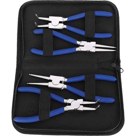 4-teiliges professionelles 7-Zoll-Set gerader und gebogener Sicherungsringzangen für Innen- und Außenringe (1/4)