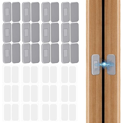 12 Ensembles Loquet Magnétique Porte de Placard, en Acier Inoxydable Ferme Porte Magnétique Fixation Adhésive sans Perçage pour Meubles de Salle Bain Armoires et Bureau Tiroirs (1/5)