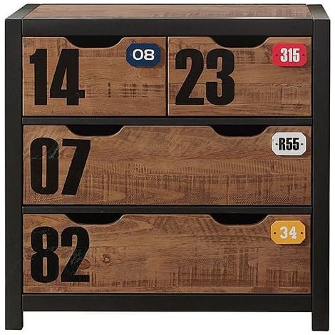 Commode Alex avec 4 tiroirs - pin/anthracite (1/5)