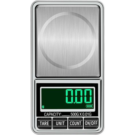 BRAVIX Portable Numérique de Poche Balance, Professionnel Multifonctionnel, Dos Lit Écran LCD pour Bijoux, Céréales, Or Pesage,  Gris ，100-0.01g