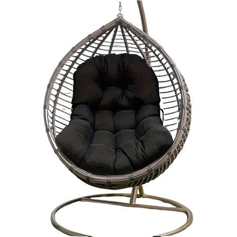 Chaise ronde en forme d'œuf - Grand coussin épais - Pour intérieur et extérieur (coussin uniquement) - Lavable - Avec coussin (1/5)