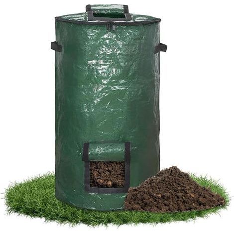 Vertical Composter - Modern and reusable mini composter with quick installation for balconies, gardens, and patios - PE fabric - With lid and compost removal window (1/4)