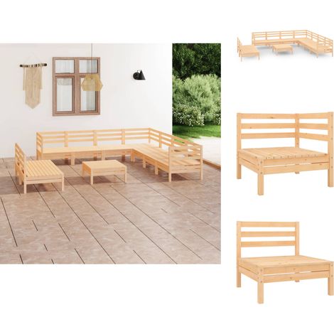 Gartenmöbel-Sets - Living 10-tlg. Garten-Lounge-Set Massivholz Kiefer (1/5)