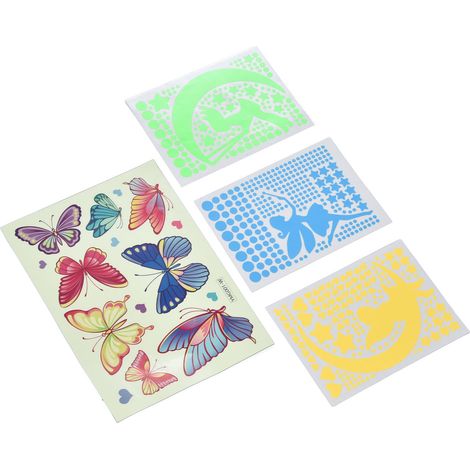 Set aus phosphoreszierenden Wandaufklebern, Sterne und Schmetterlinge, Leuchtaufkleber für Kinderzimmer, kreative selbstklebende Dekoration (Modell: YMG001-W) (1/5)