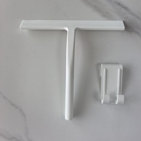 Raclette de Douche  23 cm  Blanc  adhésif  Raclette en silicone pour verre, carrelage et miroirs  Avec support mural auto-adhésif (1/4)