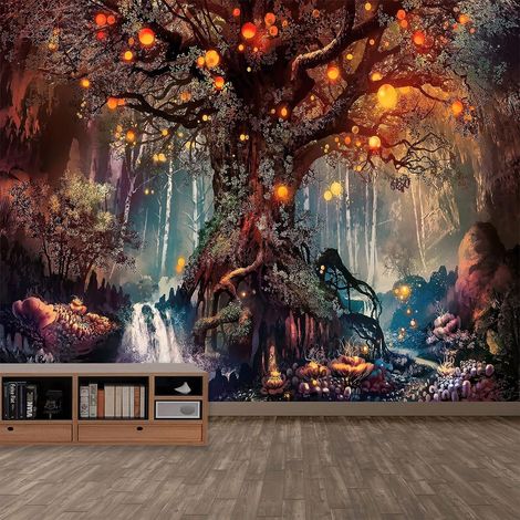 Tapisserie Botanique - Polyester 150 x 150 cm - Décoration Murale Chambre Salon Salle à Manger Chambre Étudiante - 1 Pièce (1/5)