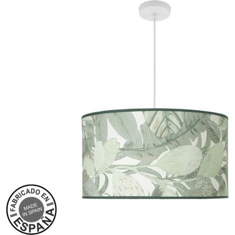 Colgante Moda 3xe27 Blanco/hoja Verde Regx50x50cm C/difusor