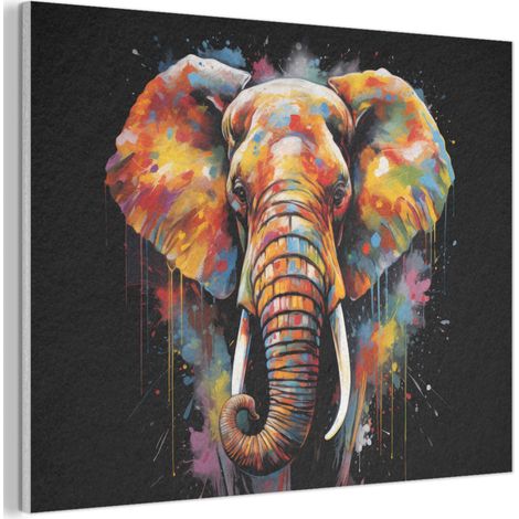 TABLEAU ACOUSTIQUE Éléphant - Graffiti - Noir - Animaux - Couleurs Panneau Insonorisant 80x60 cm (1/5)