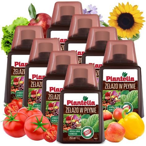 PLANTELLA Flüssiger Eisenblattdünger für Gemüse und Obstbäume, 8 x 250 ml