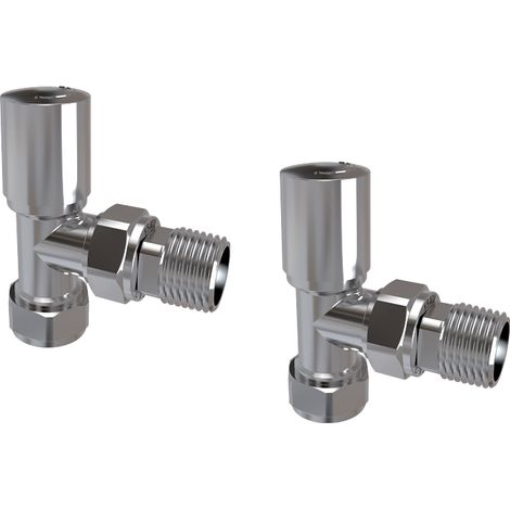 AICA Chrome 15mmx1/2" Angled Radiator Valves Manual Tap
