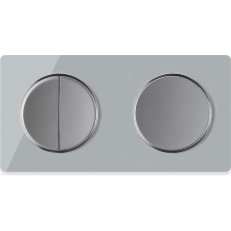 Serienschalter 2fach,  Lichtschalter mit Glas-Abdeckrahmen 2fach, waagerecht - grau (1/4)