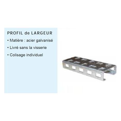 Profil acier galva de largeur 500x50mm (sans visserie) pour cellule largeur 600mm FLEUREY