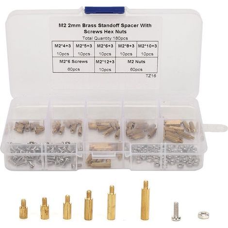 180 pièces jeu d'entretoises 1 voie en acier au carbone vis écrous attaches assortiment Kits avec boîte M2 (1/5)