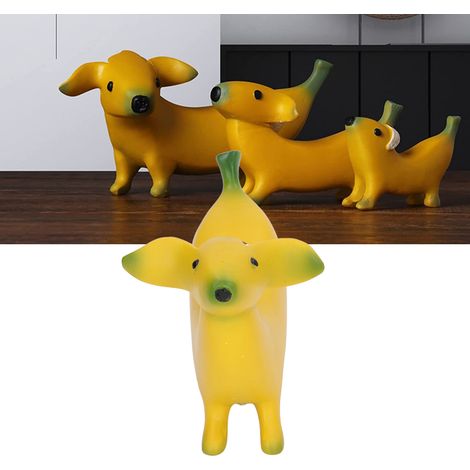 Statue de Chien Banane Sculpture Résine Décorative Drôle et Lumineuse Modèle M 13x8cm/5.1x3.1in (1/5)